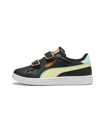 Tenisi din piele ecologica cu velcro Smash 3.0, Negru/Galben/Portocaliu