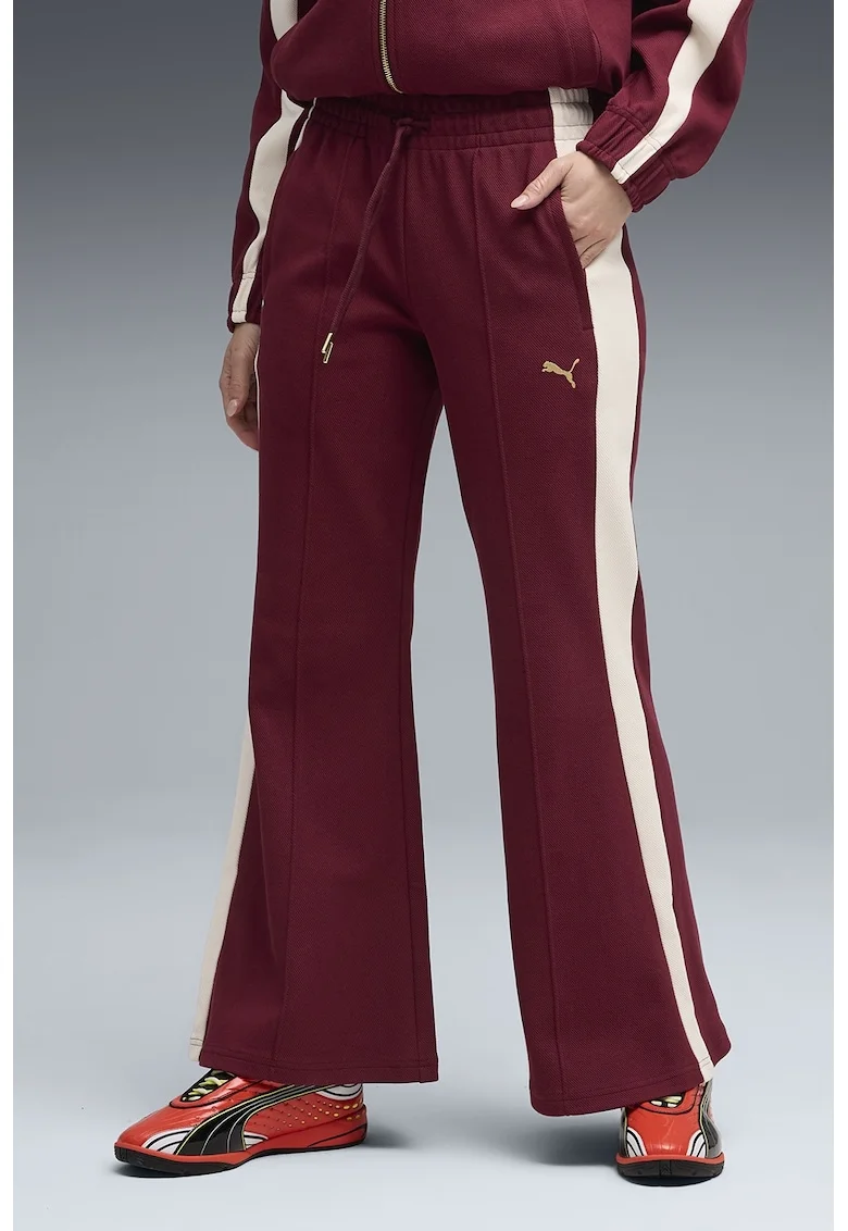 Pantaloni de trening cu talie medie, Alb/Visiniu