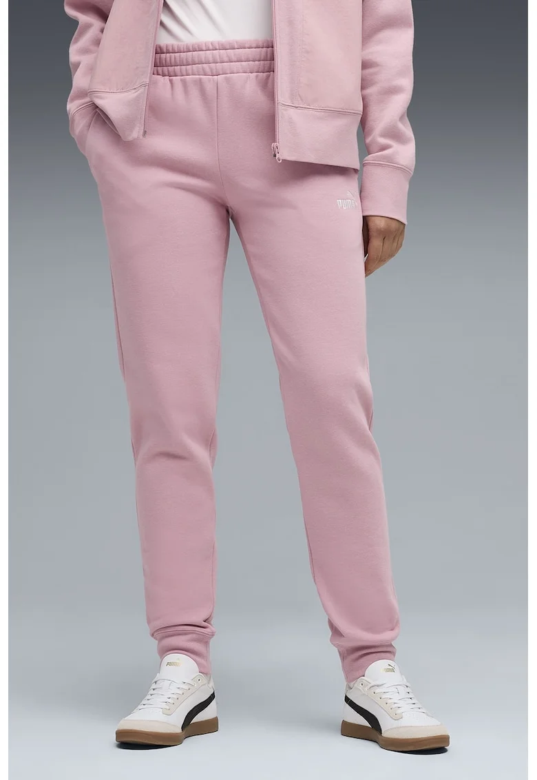 Pantaloni de trening regular-fit din amestec de bumbac cu snururi, Roz prafuit
