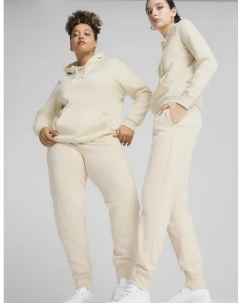 Pantaloni de trening regular-fit din amestec de bumbac cu snururi, Crem