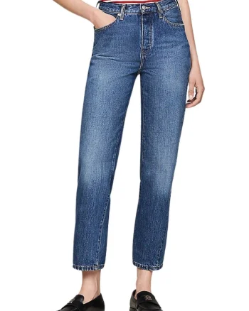 Blugi crop cu talie inalta