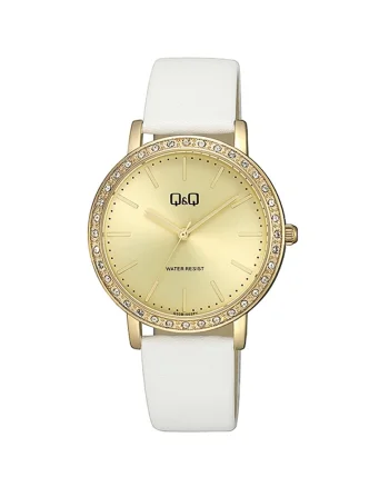 Ceas analog de dama,  Alb/Auriu