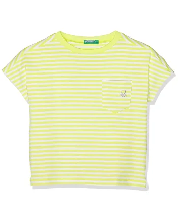 Tricou copii,  Dungi, Bumbac/Elastan, Galben