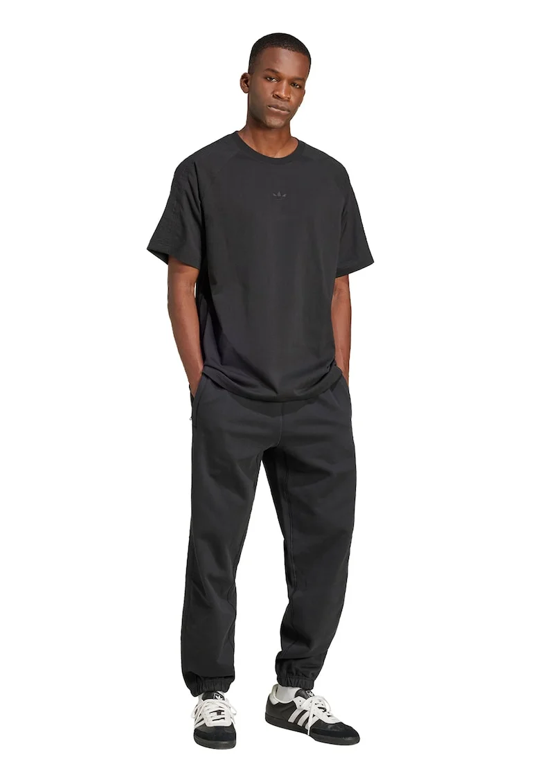 Tricou lejer din bumbac cu maneci raglan Essentials, Negru stins
