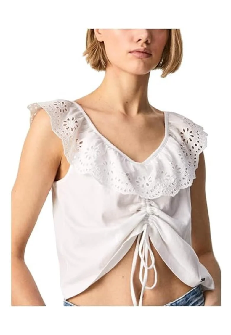 Top dama  Bumbac, Alb,