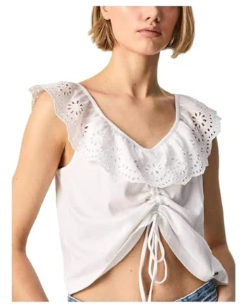 Top dama  Bumbac, Alb,