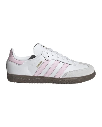 Pantofi sport din piele si piele intoarsa Samba OG, Gri deschis/Alb optic/Roz pal