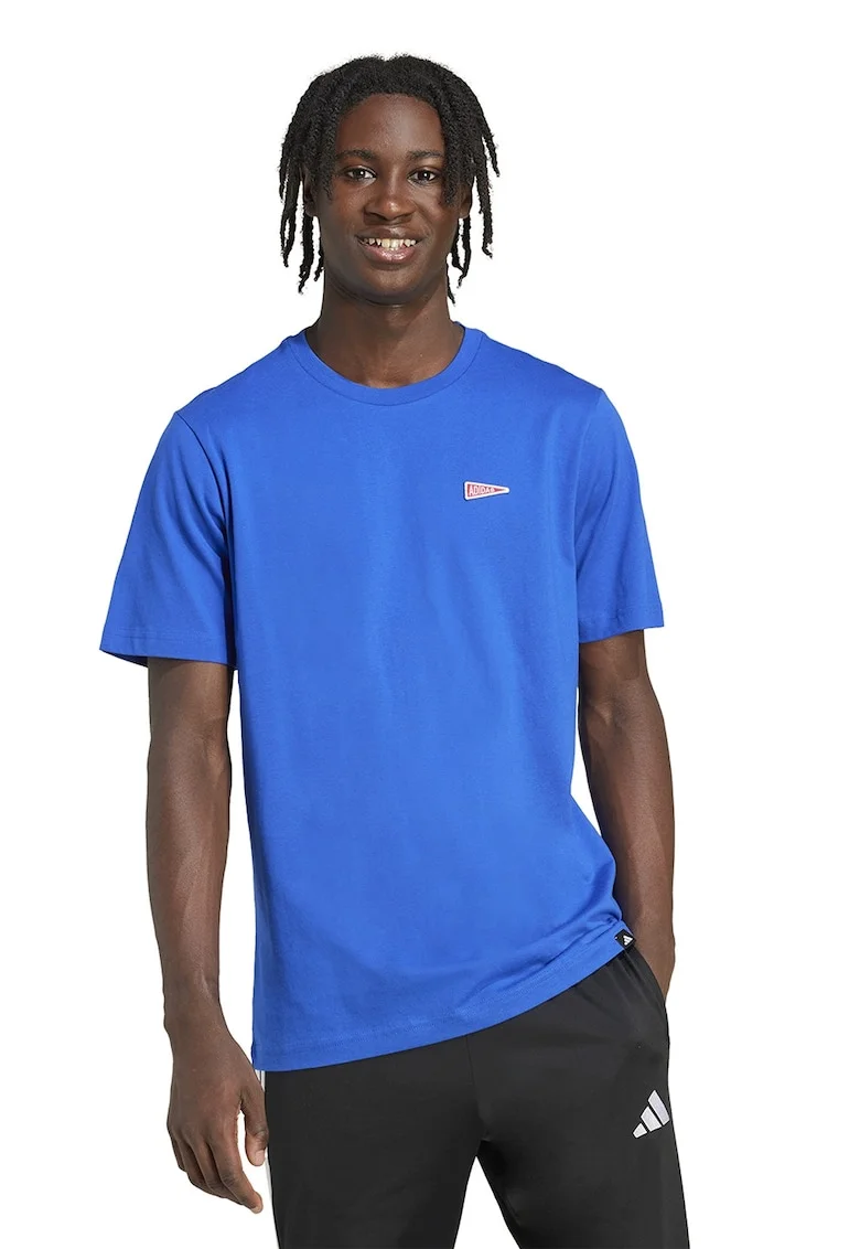 Tricou de bumbac cu logo brodat, Rosu/Albastru royal/Alb optic
