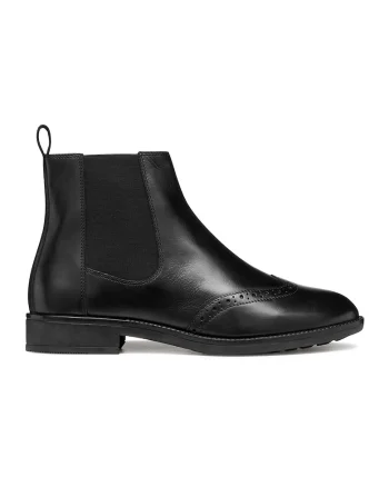Ghete Chelsea Brogue de piele, Negru