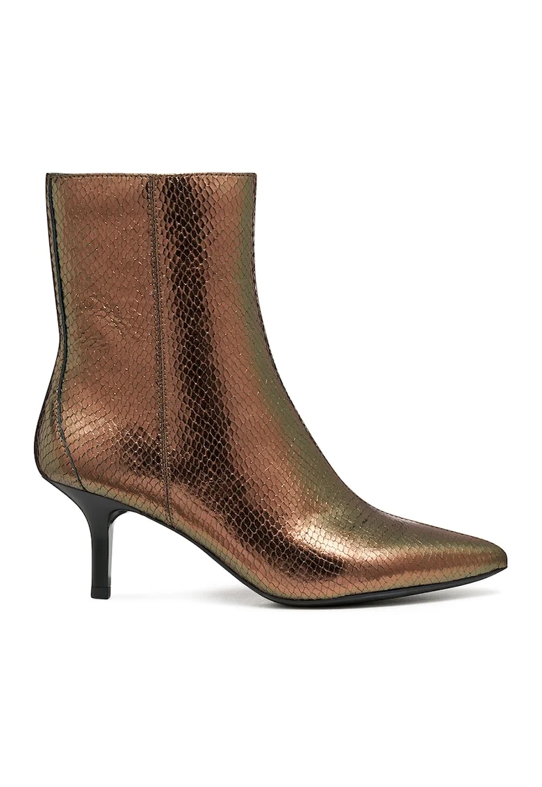 Botine de piele cu varf ascutit, Bronz