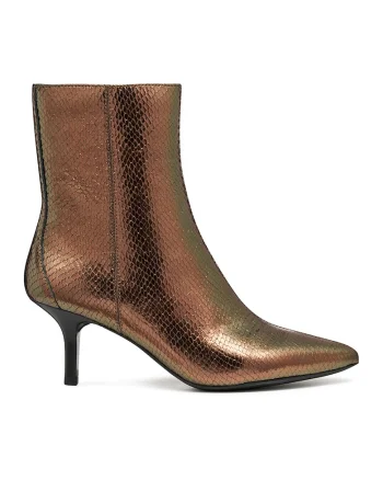 Botine de piele cu varf ascutit, Bronz