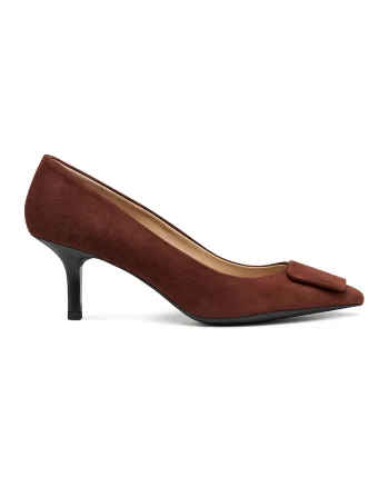 Pantofi de piele intoarsa cu varf ascutit, Maro cognac