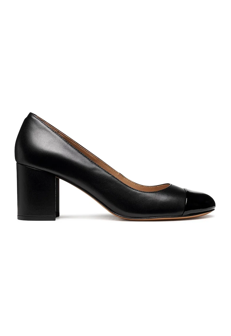Pantofi de piele cu toc masiv, Negru