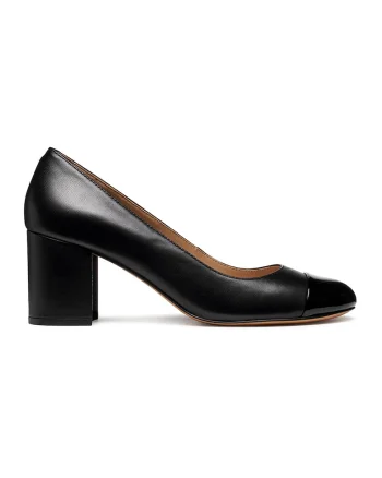 Pantofi de piele cu toc masiv, Negru