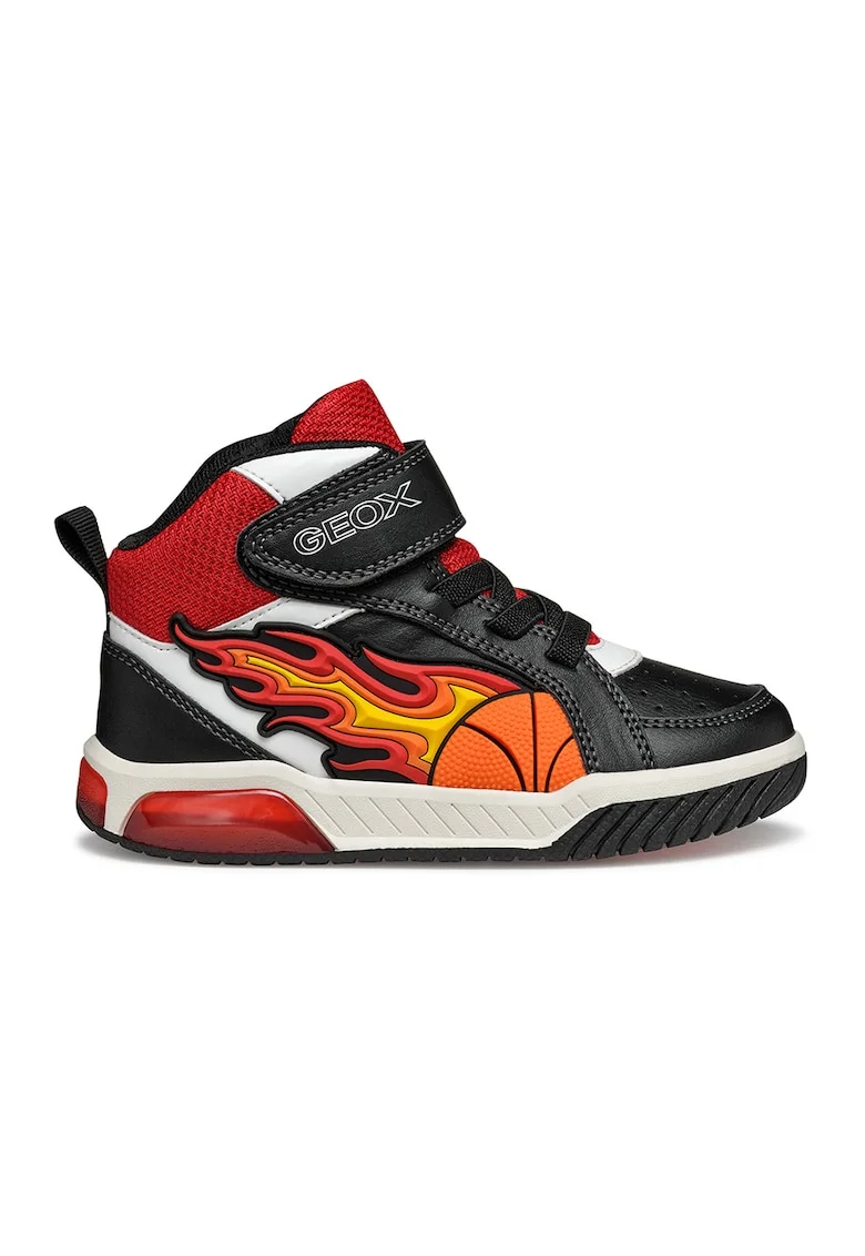 Pantofi sport mid-cut cu LED-uri, Rosu/Alb/Negru