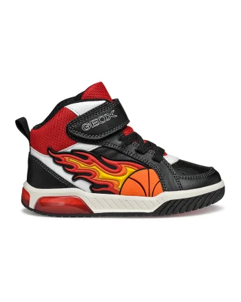 Pantofi sport mid-cut cu LED-uri, Rosu/Alb/Negru