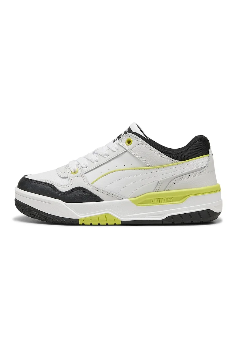 Pantofi sport Rebound Retro cu insertii de piele, Gri deschis/Alb murdar/Verde lime