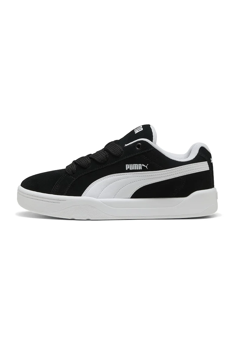 Pantofi sport Park Easy low-cut de piele intoarsa, Alb/Negru