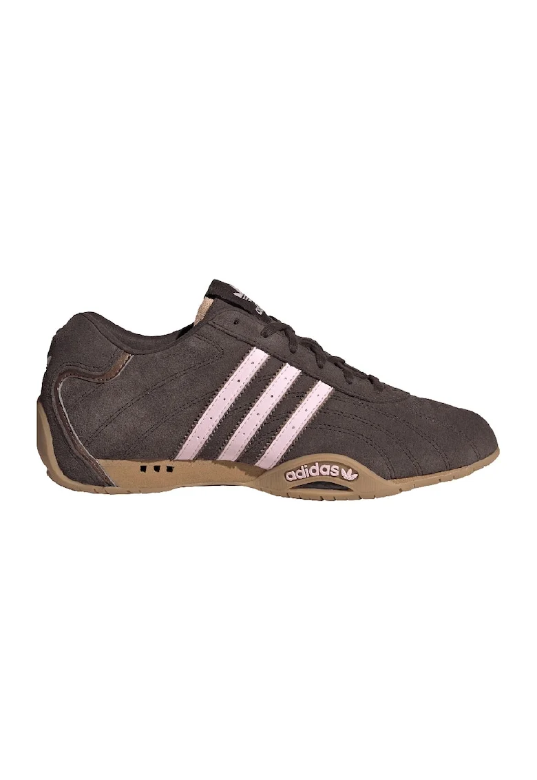 Pantofi sport din piele si piele intoarsa Adirace, Maro inchis/Roz pastel