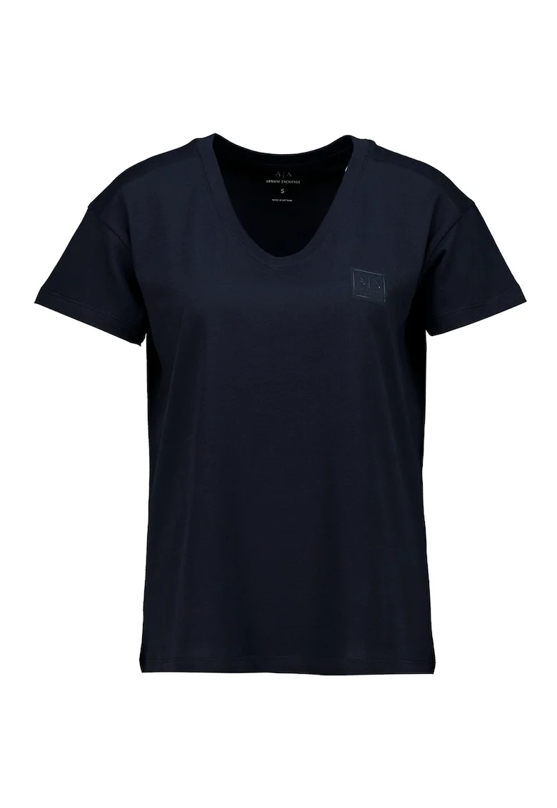 Tricou lejer cu decolteu in V si maneci cazute, Albastru ultramarin