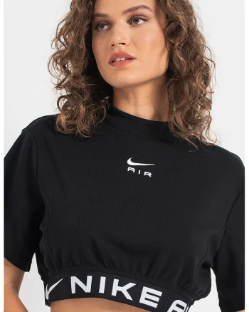 Tricou crop lejer cu logo, Negru