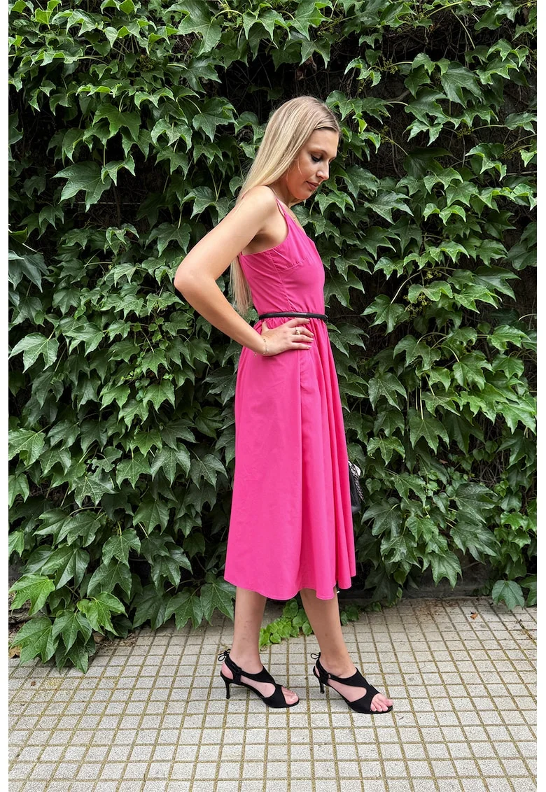 Rochie din bumbac cu croiala in A, Fucsia
