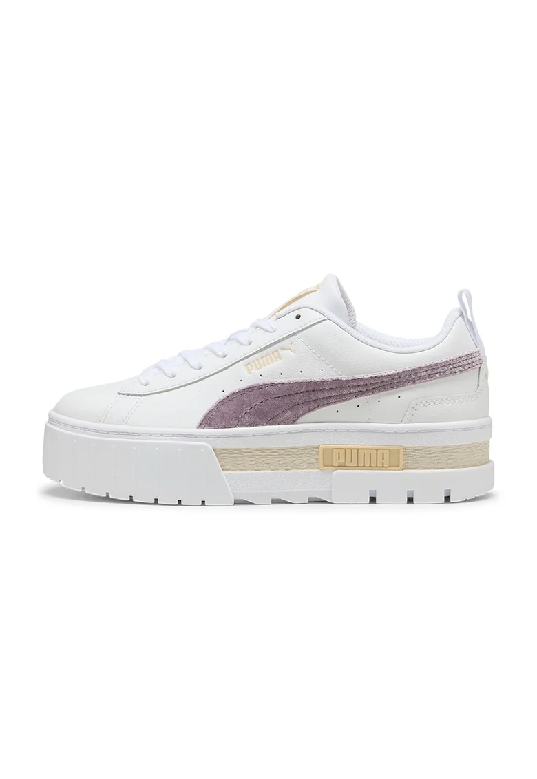 Pantofi sport cu logo Mayze Velvet Dream, Alb fildes/Violet prafuit