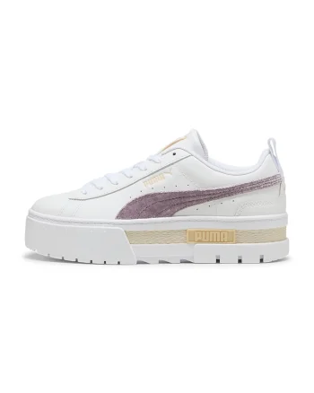Pantofi sport cu logo Mayze Velvet Dream, Alb fildes/Violet prafuit