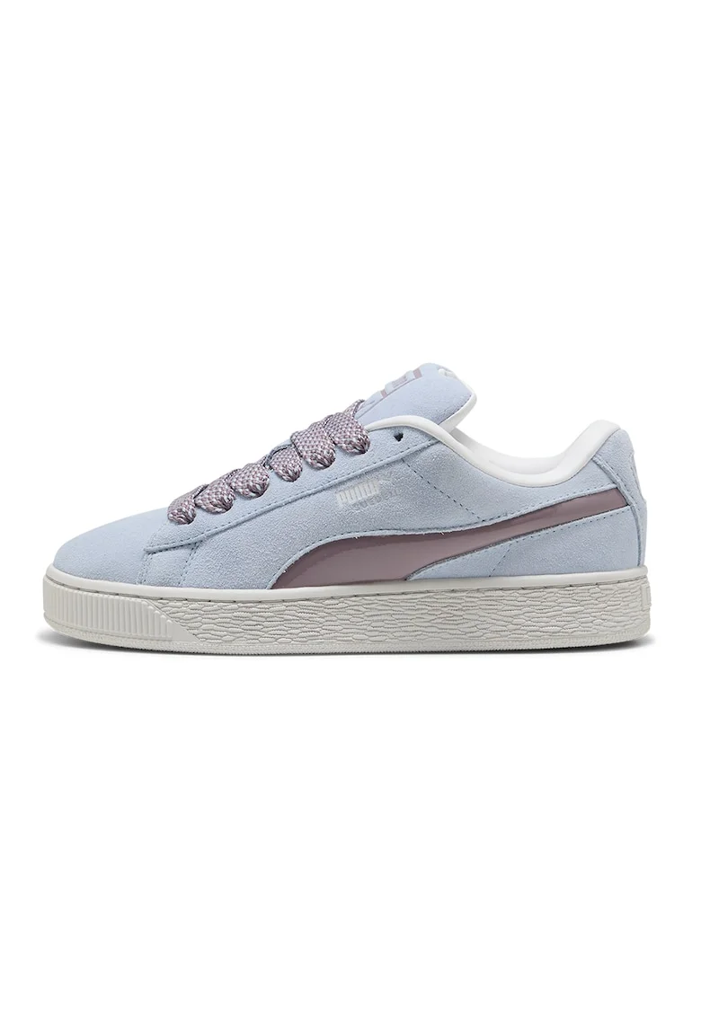 Pantofi sport din piele intoarsa cu logo, Albastru glaciar/Roz prafuit