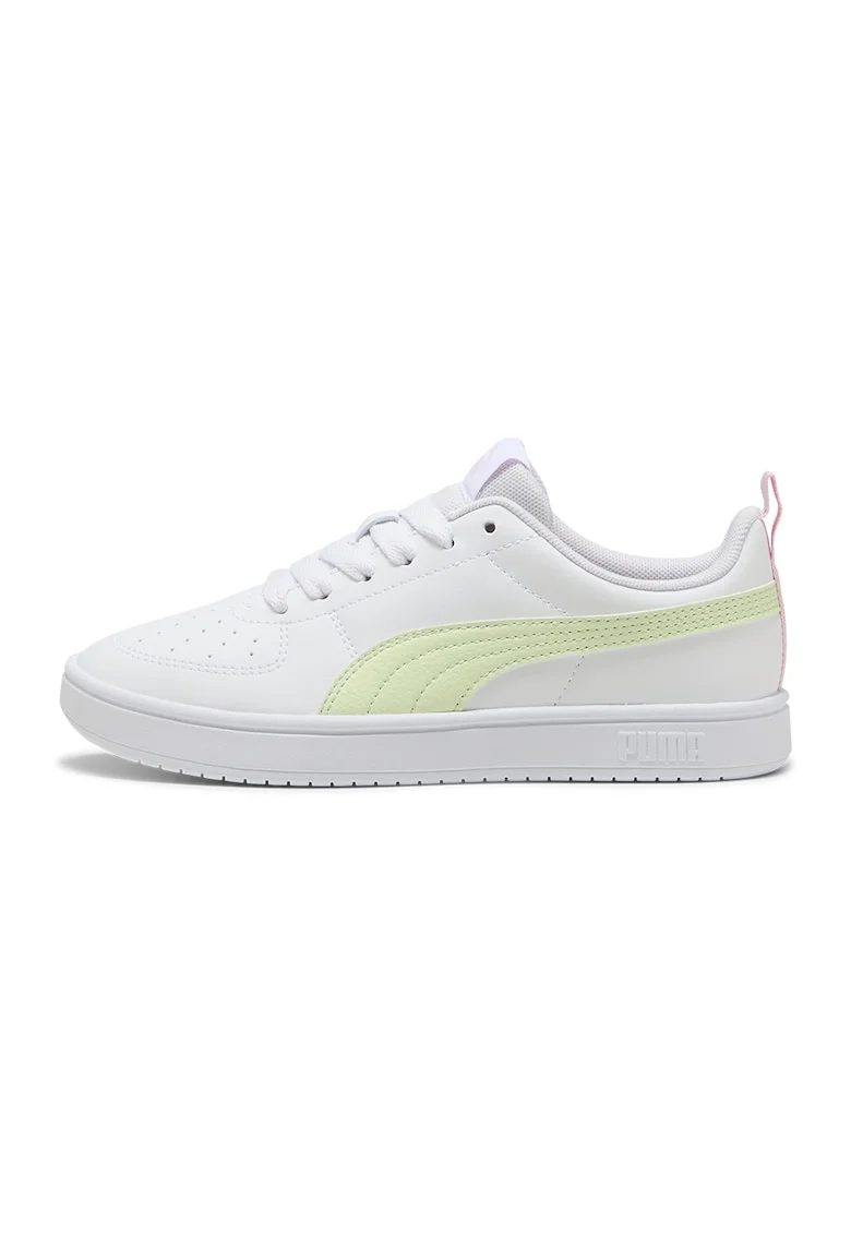 Pantofi sport Rickie low-cut din piele ecologica cu perforatii, Alb/Roz/Verde fistic