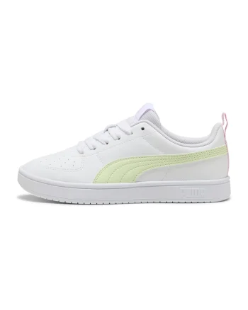 Pantofi sport Rickie low-cut din piele ecologica cu perforatii, Alb/Roz/Verde fistic