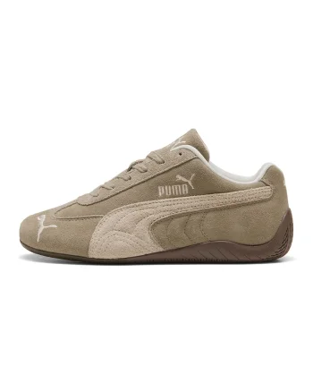 Pantofi sport Speedcat Elevated din piele intoarsa cu logo brodat, Alb fildes/Maro nisip