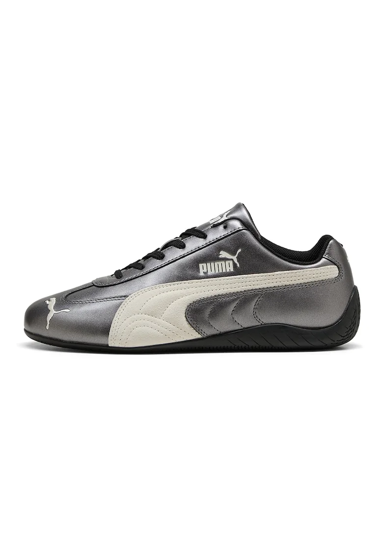Pantofi sport din piele cu aspect metalizat Speedcat Metallic, Alb fildes/Argintiu inchis