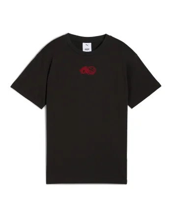 Tricou din bumbac cu imprimeu si decolteu la baza gatului, Rosu/Negru