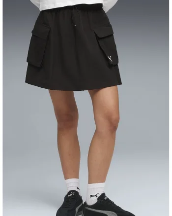 Fusta mini cu buzunare Essentials, Negru