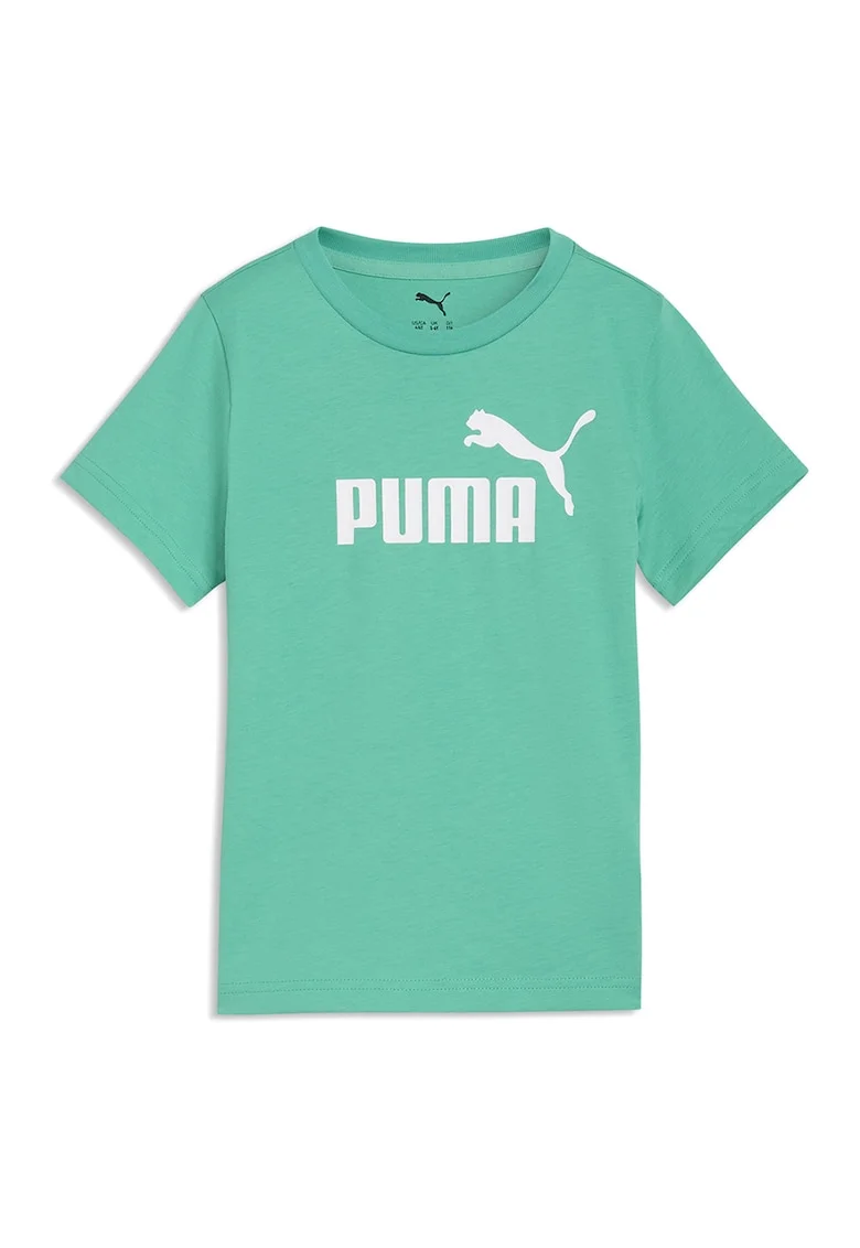 Tricou cu imprimeu logo si decolteu la baza gatului, Verde menta