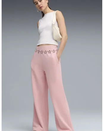Pantaloni de trening cu logo cu strasuri Bedazzled, Roz deschis