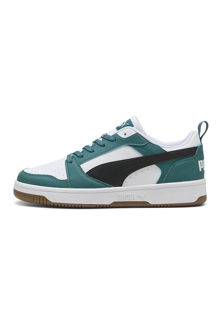 Pantofi sport unisex Rebound v6 din piele ecologica, Alb/Negru/Albastru teal