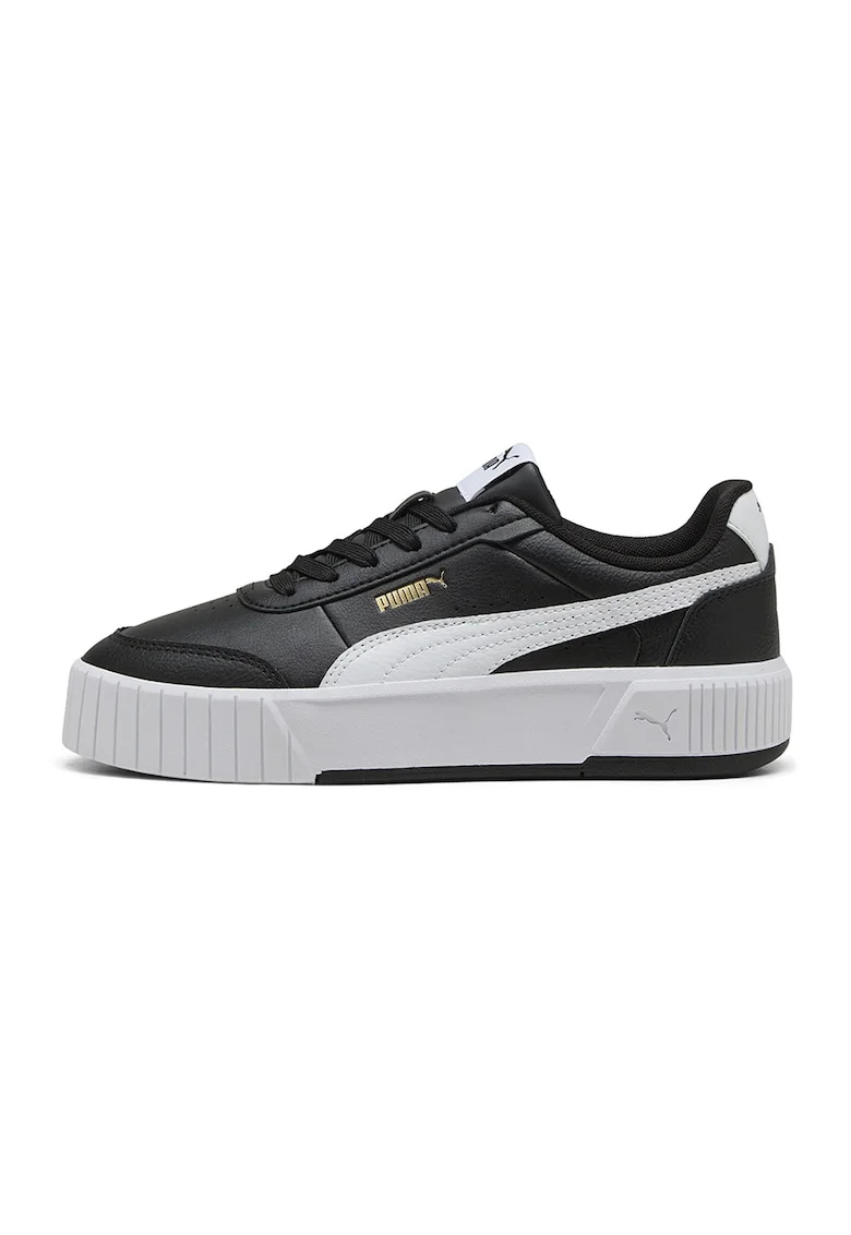 Pantofi sport Carina Mia flatform din piele si piele ecologica, Alb/Negru