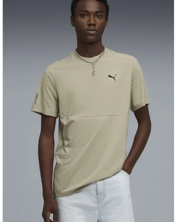 Tricou cu decolteu la baza gatului si logo, Maro nisip,