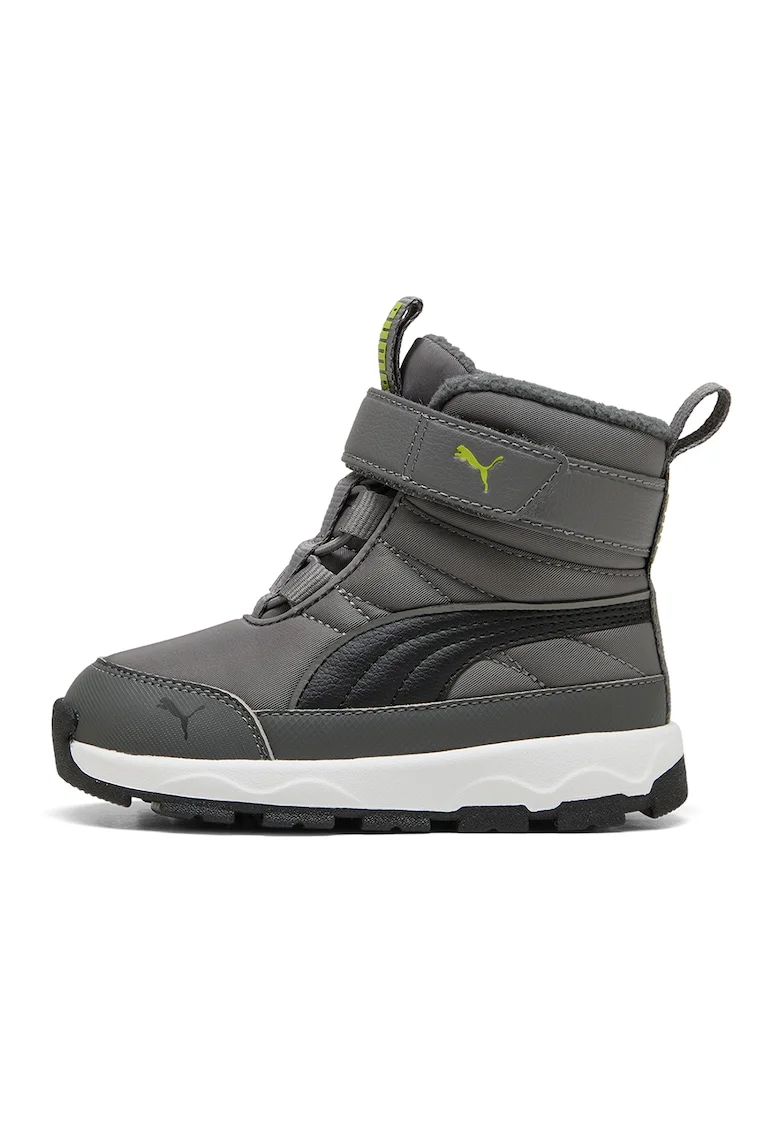Ghete de piele ecologica si material textil Evolve AC+, Negru stins/Gri inchis