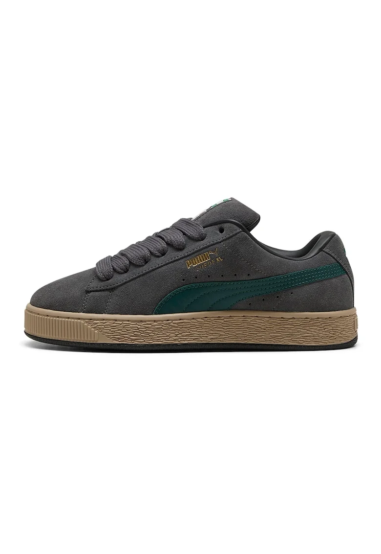 Pantofi sport XL Jasmine din piele intoarsa cu sireturi de rezerva, Verde englez/Gri inchis