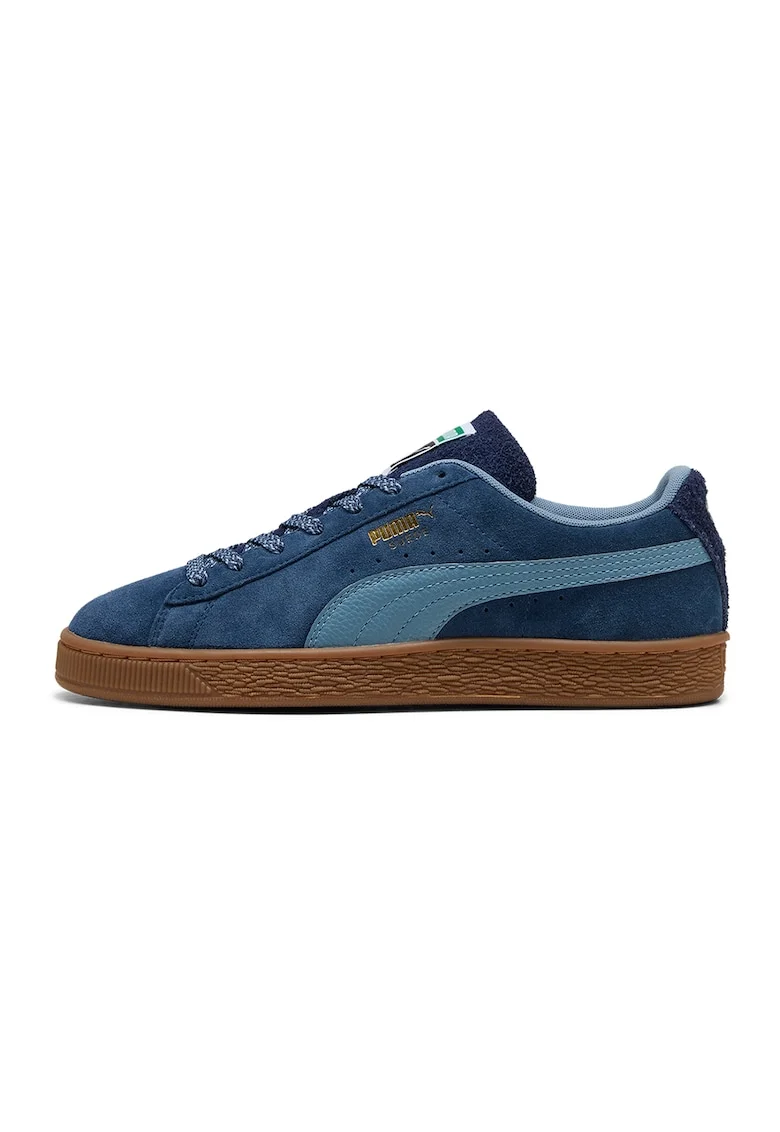 Pantofi sport din piele intoarsa cu sireturi, Albastru inchis/Albastru lavanda