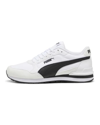 Pantofi sport ST Runner v4 NL din material textil cu insertii de piele ecologica, Negru stins/Alb murdar
