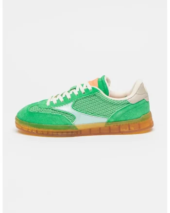 Pantofi sport low-cut wedge cu garnituri din piele intoarsa, Verde/Albastru deschis