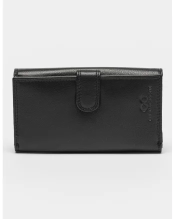 Portofel din piele cu buzunare multiple, Negru