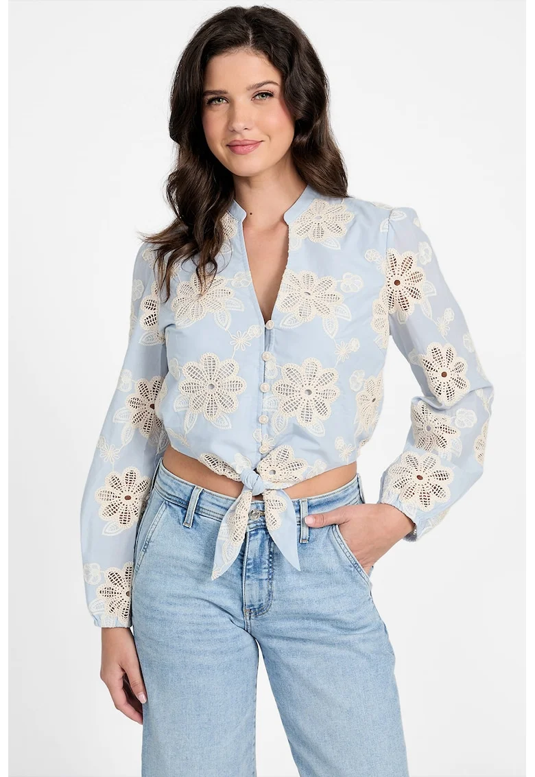 Camasa crop cu broderie