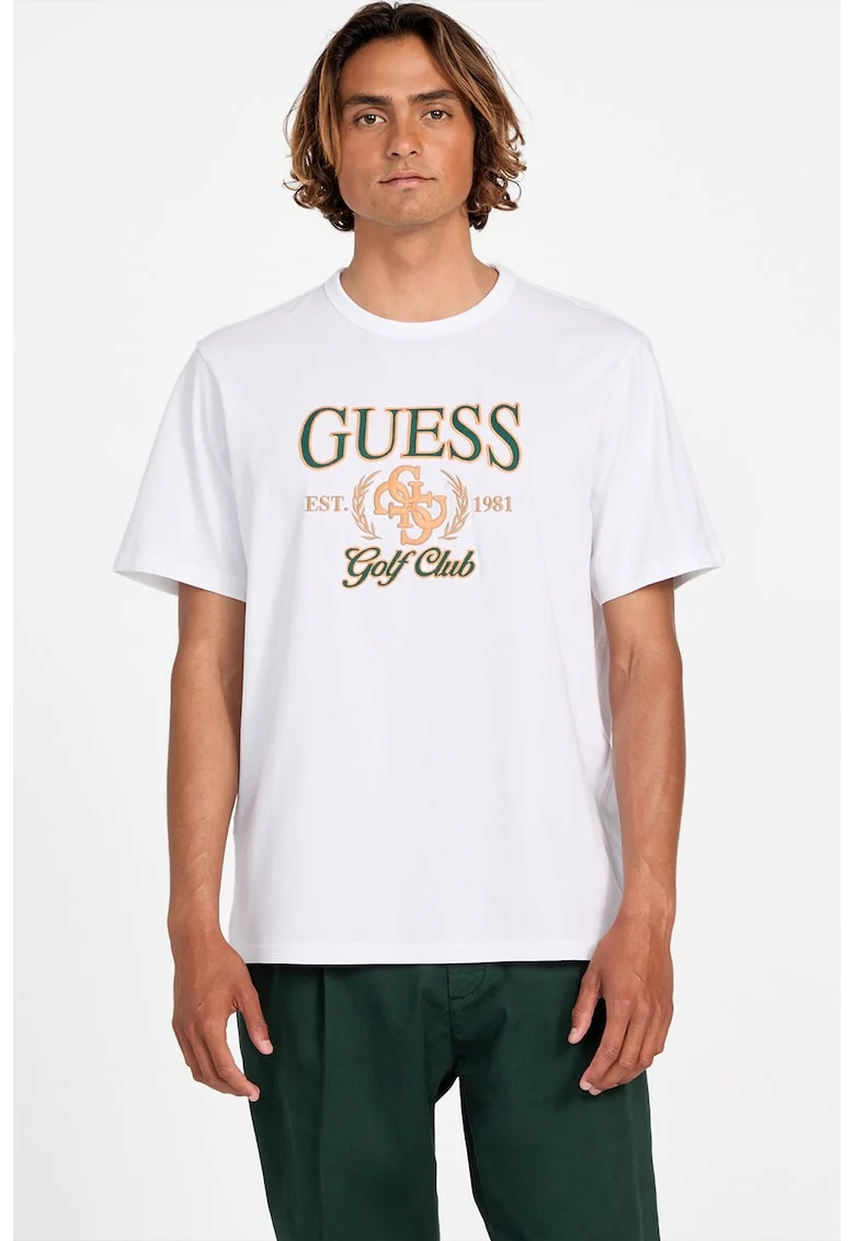 Tricou de bumbac cu logo brodat