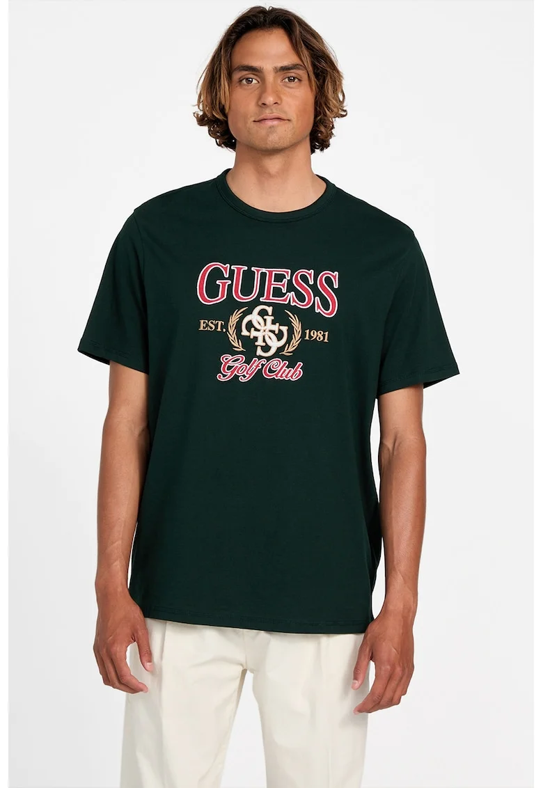 Tricou de bumbac cu logo brodat