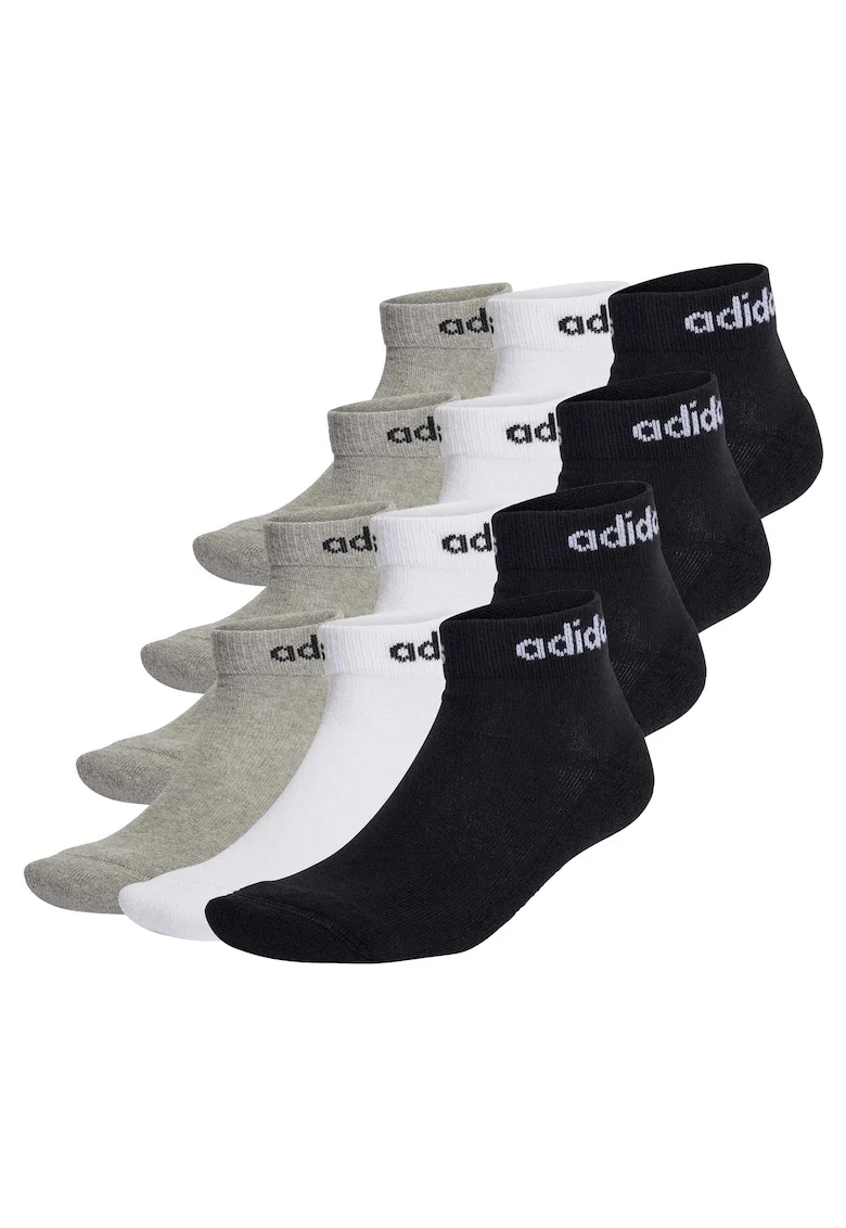 Set de sosete unisex pana la glezna -12 perechi, Alb/Negru/Gri